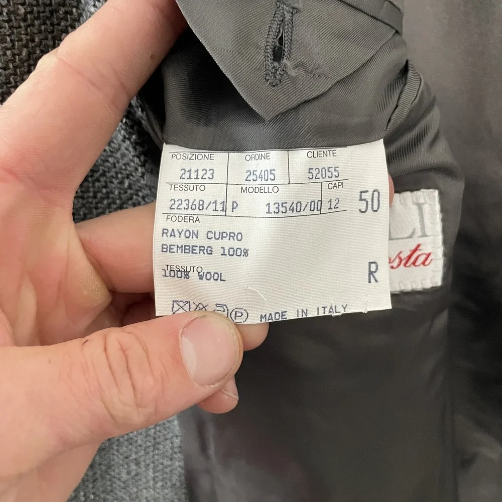 Canali Proposta Blazer Mens 50 (US‎ 40) Gray Wool Double Breasted Paris Art Back